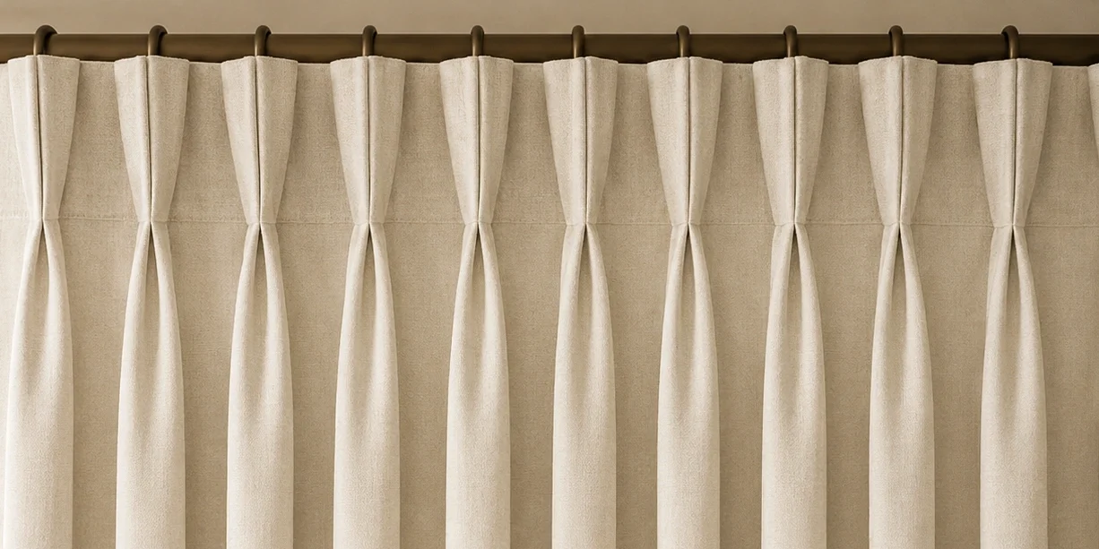 Clean tailored pleat curtain