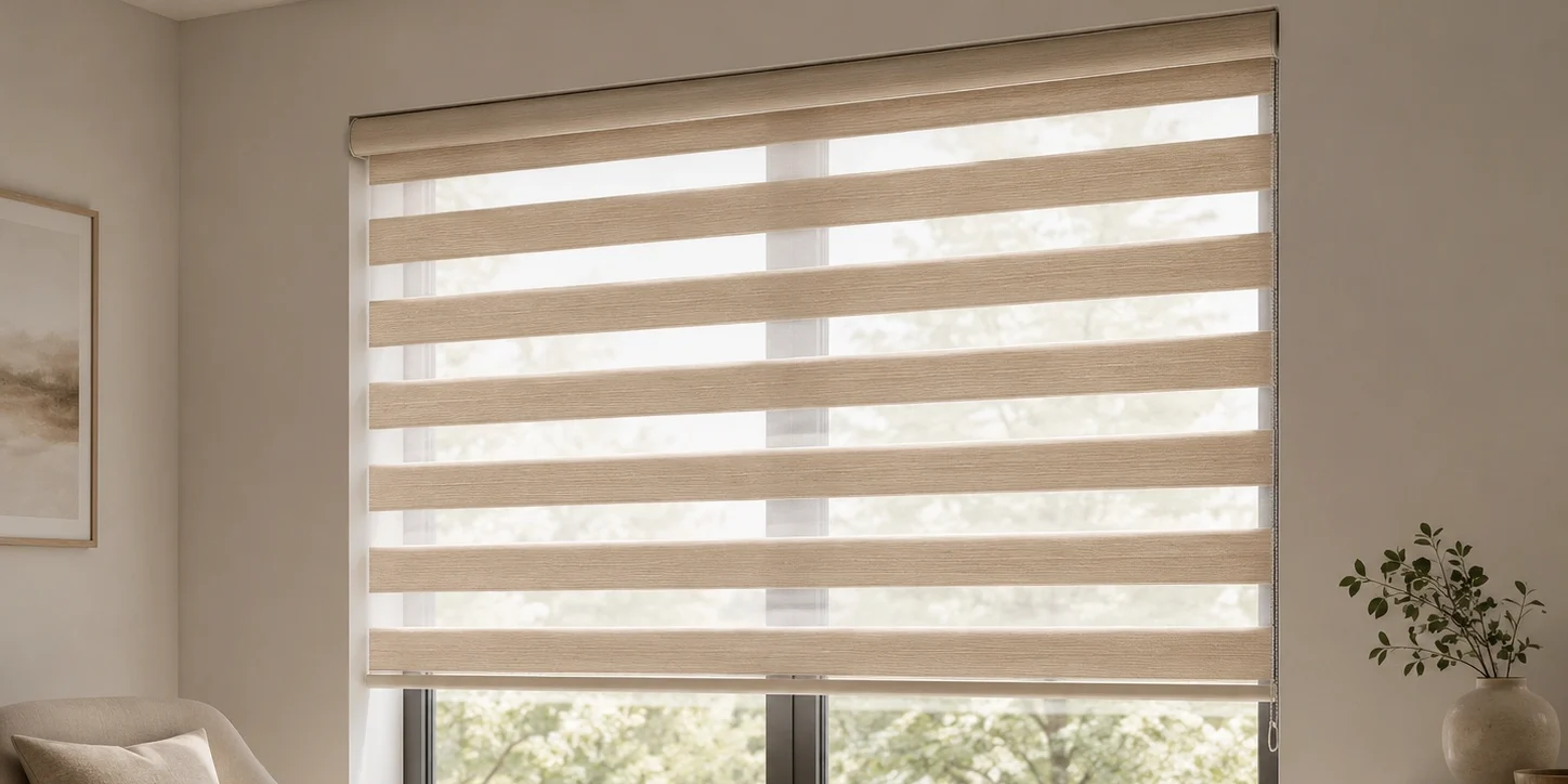 Zebra day and night blinds for adjustable privacy