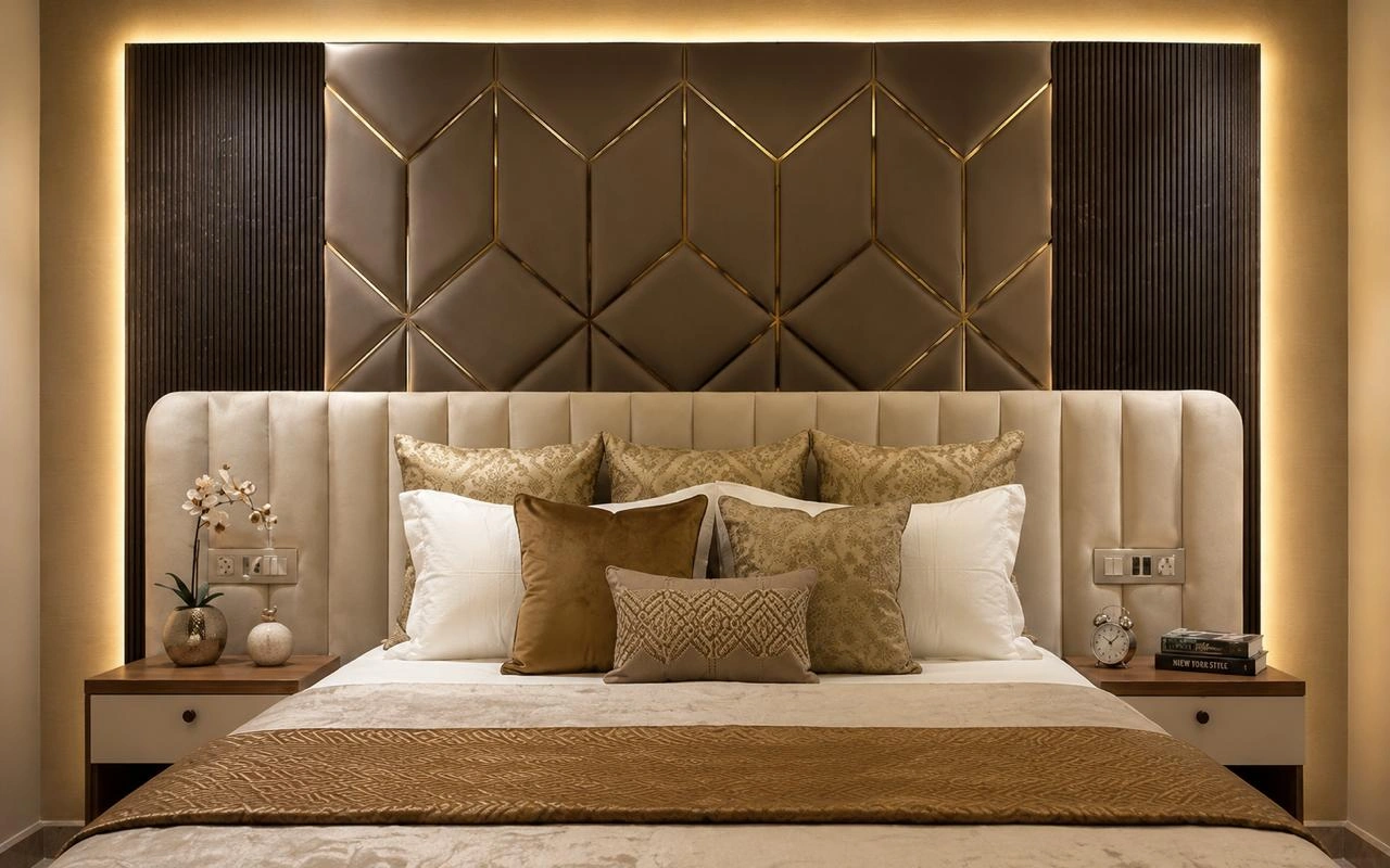 Custom upholstered bedroom headboard